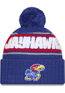 New Era Kansas Jayhawks Blue Bold Cuff Pom Mens Knit Hat
