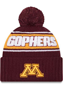 New Era Minnesota Golden Gophers Maroon Bold Cuff Pom Mens Knit Hat