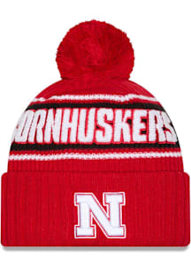 New Era Nebraska Cornhuskers Red Bold Cuff Pom Mens Knit Hat