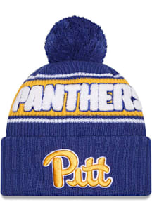 New Era Pitt Panthers Blue Bold Cuff Pom Mens Knit Hat