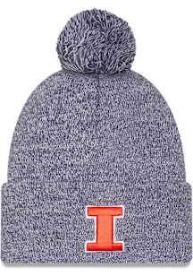 New Era Illinois Fighting Illini Navy Blue Marled Cuff Pom Mens Knit Hat