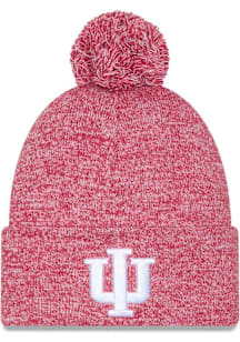 New Era Indiana Hoosiers Cardinal Marled Cuff Pom Mens Knit Hat
