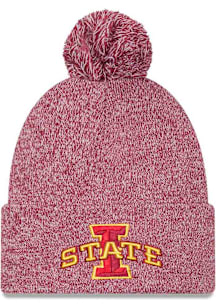 New Era Iowa State Cyclones Cardinal Marled Cuff Pom Mens Knit Hat