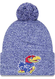 New Era Kansas Jayhawks Blue Marled Cuff Pom Mens Knit Hat
