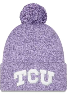 New Era TCU Horned Frogs Purple Marled Cuff Pom Mens Knit Hat