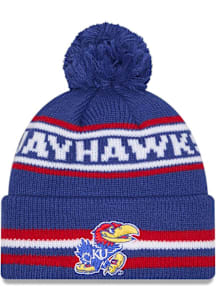 New Era Kansas Jayhawks Blue Classic Cuff Pom Mens Knit Hat