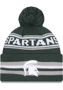 New Era Michigan State Spartans Green Classic Cuff Pom Mens Knit Hat
