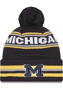 New Era Michigan Wolverines Blue Classic Cuff Pom Mens Knit Hat