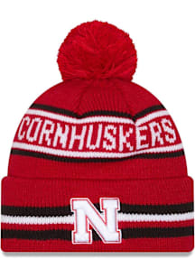 New Era Nebraska Cornhuskers Red Classic Cuff Pom Mens Knit Hat