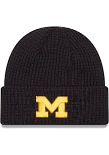 New Era Michigan Wolverines Blue Waffle Cuff Mens Knit Hat