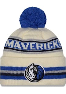New Era Dallas Mavericks White Classic Cuff Pom Mens Knit Hat