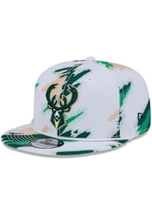 New Era Milwaukee Bucks White Paint 9FIFTY Mens Snapback Hat