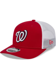 New Era Washington Nationals 9SEVENTY Stretch Snap Cotton Trucker Adjustable Hat - Red