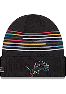 New Era Detroit Lions Black 2025 Crucial Catch Cuff Mens Knit Hat