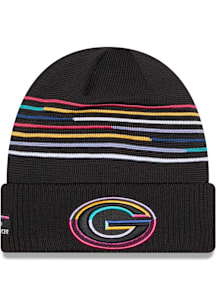 New Era Green Bay Packers Black 2025 Crucial Catch Cuff Mens Knit Hat