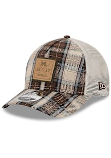 New Era Michigan Wolverines Plaid M Crown A Frame 9FORTY Adjustable Hat - Brown