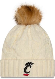 Cincinnati Bearcats New Era Fur Cuff Pom Womens Knit Hat - White