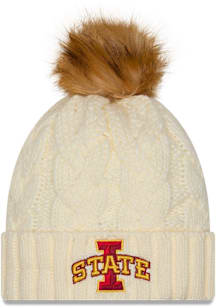 New Era Iowa State Cyclones White Fur Cuff Pom Womens Knit Hat
