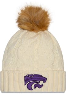K-State Wildcats New Era Fur Cuff Pom Womens Knit Hat - White