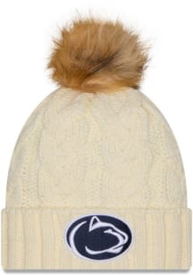 Penn State Nittany Lions New Era Fur Cuff Pom Womens Knit Hat - White