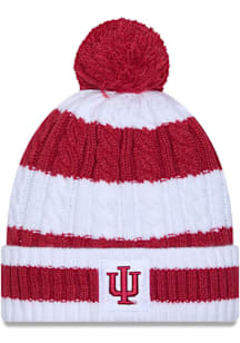 New Era Indiana Hoosiers Cardinal Braided Cuff Pom Womens Knit Hat