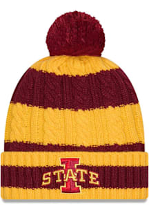 New Era Iowa State Cyclones Cardinal Braided Cuff Pom Womens Knit Hat