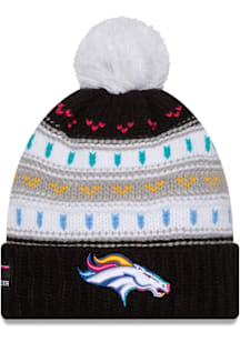 New Era Denver Broncos Black 2025 Crucial Catch W Cuff Pom Womens Knit Hat