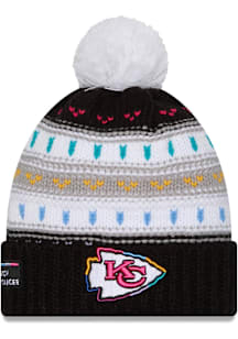 New Era Kansas City Chiefs Black 2025 Crucial Catch W Cuff Pom Womens Knit Hat