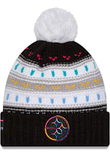 New Era Pittsburgh Steelers Black 2025 Crucial Catch W Cuff Pom Womens Knit Hat