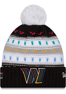New Era Washington Commanders Black 2025 Crucial Catch W Cuff Pom Womens Knit Hat