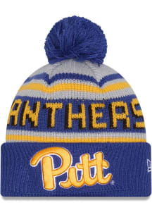Pitt Panthers New Era Evergreen JR Cuff Pom Youth Knit Hat - Blue