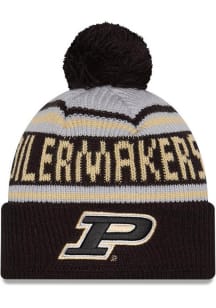 Purdue Boilermakers New Era Evergreen JR Cuff Pom Youth Knit Hat - Black