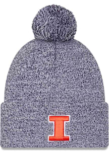 New Era Illinois Fighting Illini Navy Blue Marled JR Cuff Pom Youth Knit Hat