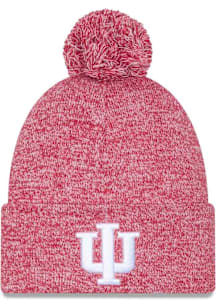New Era Indiana Hoosiers Cardinal Marled JR Cuff Pom Youth Knit Hat