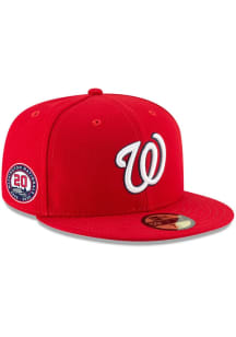 New Era Washington Nationals Mens Red 20th Anniversary Side Patch AC 59FIFTY Fitted Hat
