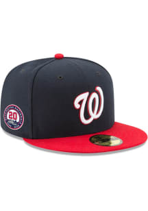 New Era Washington Nationals Mens Navy Blue 2T Alt AC 20th Anniversary 59FIFTY Fitted Hat
