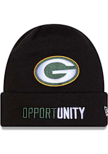 New Era Green Bay Packers Black 2025 Inspire Change Cuff Mens Knit Hat