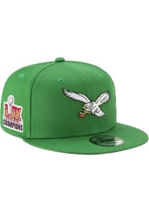 New Era Philadelphia Eagles Kelly Green Retro Eagle Super Bowl LIX Champs Side Patch 9FIFTY Mens S..