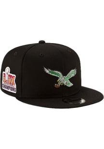New Era Philadelphia Eagles Black Retro Eagle Super Bowl LIX Champs Side Patch 9FIFTY Mens Snapbac..