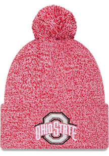 New Era Ohio State Buckeyes Red Marled Cuff Pom Mens Knit Hat