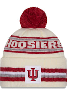 Indiana Hoosiers New Era Classic Cuff Pom Mens Knit Hat - White