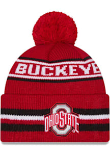 New Era Ohio State Buckeyes Red Classic Cuff Pom Mens Knit Hat
