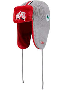 New Era Ohio State Buckeyes Grey Evergreen Trapper Mens Knit Hat