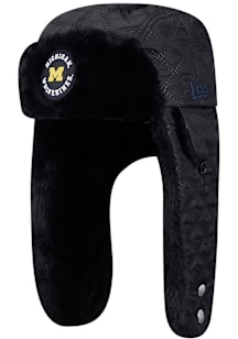 New Era Michigan Wolverines Black Quilted Trapper Mens Knit Hat