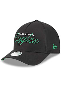 New Era Philadelphia Eagles Black Metallic M Crown A Frame 9FORTY Womens Adjustable Hat
