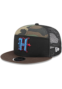 New Era Houston Texans Green Outdoor Camo Split Panel 9FIFTY Mens Snapback Hat