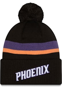 New Era Phoenix Suns Black 2025 NBA Statement Edition Cuff Pom Mens Knit Hat