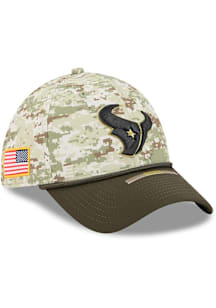 New Era Houston Texans Mens Green 2025 Salute To Service Camo 39THIRTY Flex Hat