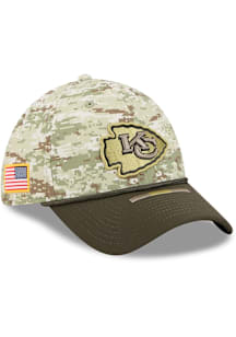 New Era Kansas City Chiefs Mens Green 2025 Salute To Service Camo 39THIRTY Flex Hat