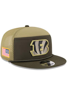 New Era Cincinnati Bengals Green 2025 Salute To Service Split Panel 9FIFTY Trucker Mens Snapback H..